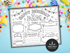 Happy Birthday Dad Coloring Page