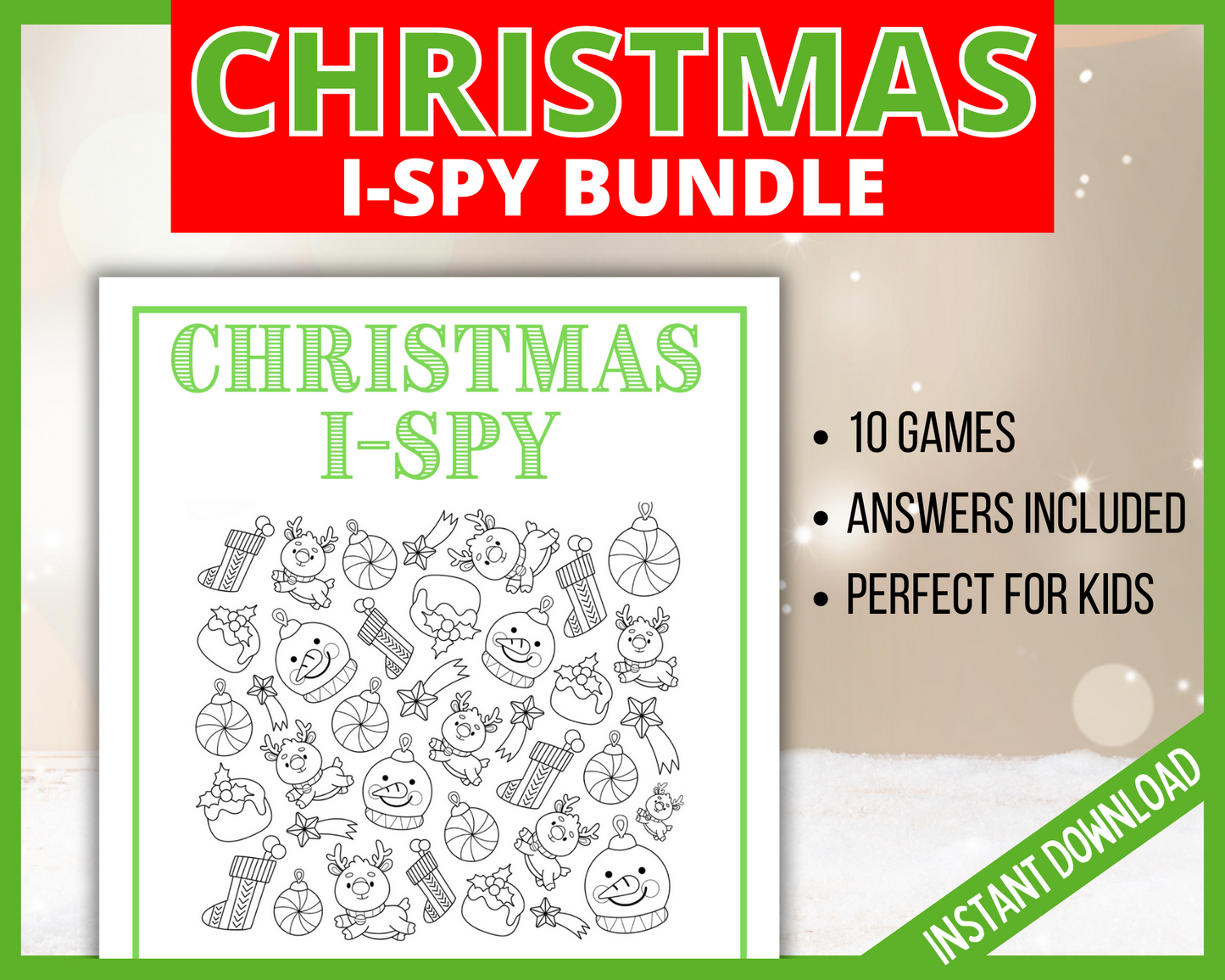 Christmas I Spy Coloring Sheets