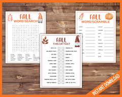 Fall Word Games Printable