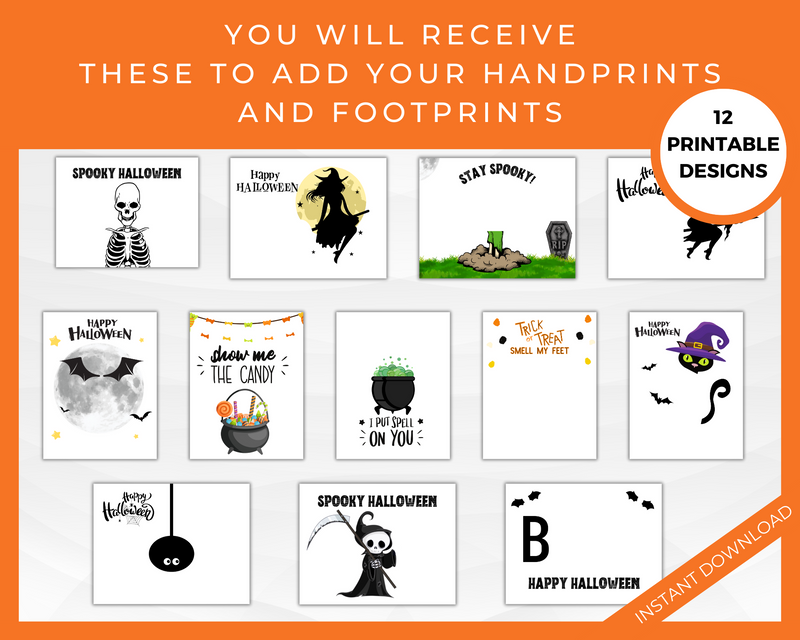 Halloween printable diy craft to add handprints to