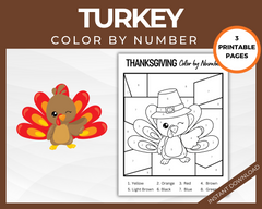 Turkey Color By Number Thanksgiving