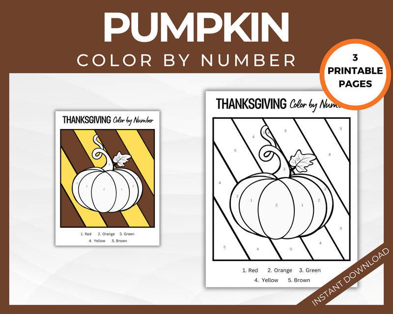 Pumpkin Color By Number Thanksgiving