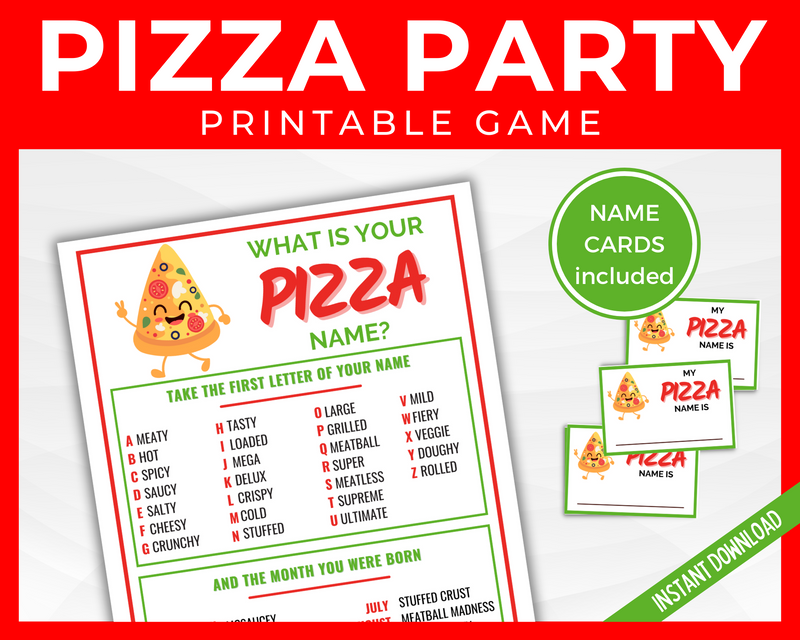 Printable What is your Pizza name game