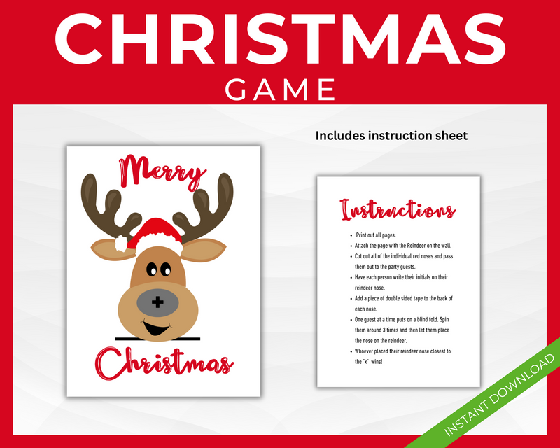 Printable pin the nose on the reindeer classroom activity