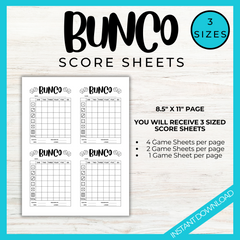 Bunco printable score cards