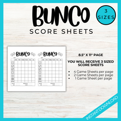 Bunco printable score cards