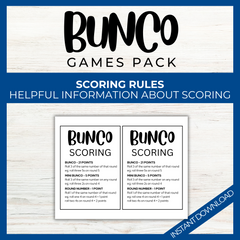 Bunco printable scoring information