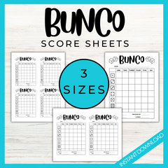 Bunco Printable Score cards