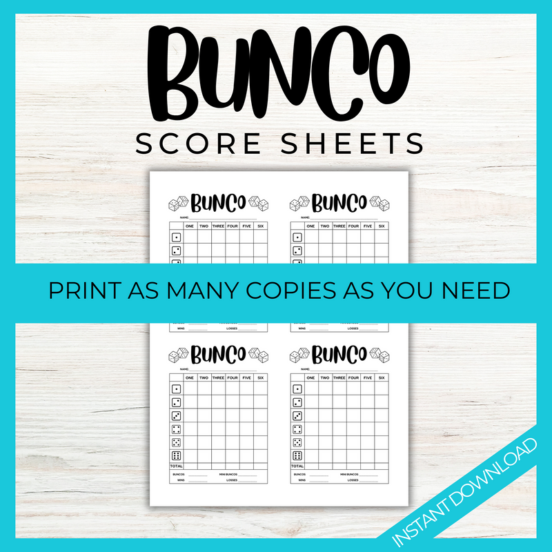 Instant download bunco score sheets