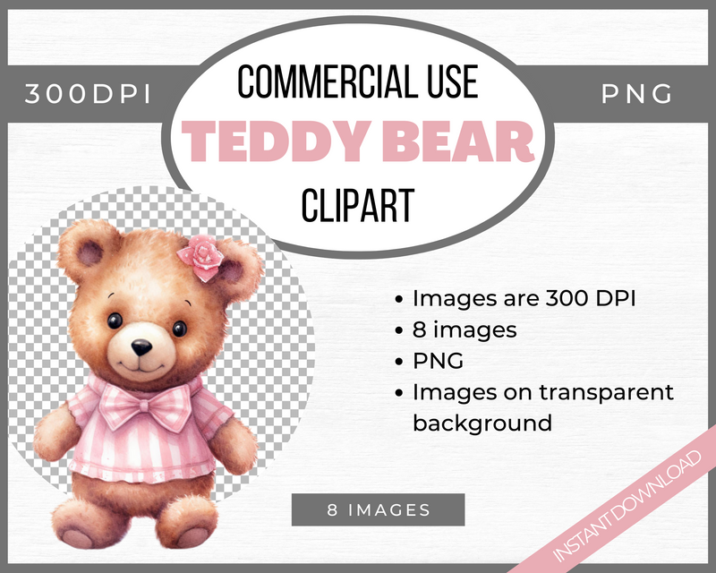 Pink teddy bear clipart transparent background
