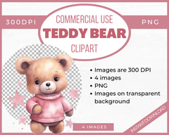 Commercial Use Pink Teddy Bear Clipart on transparent background