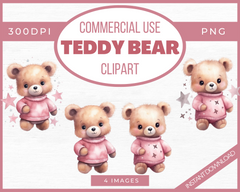 Pink Teddybear clip art PNG pack