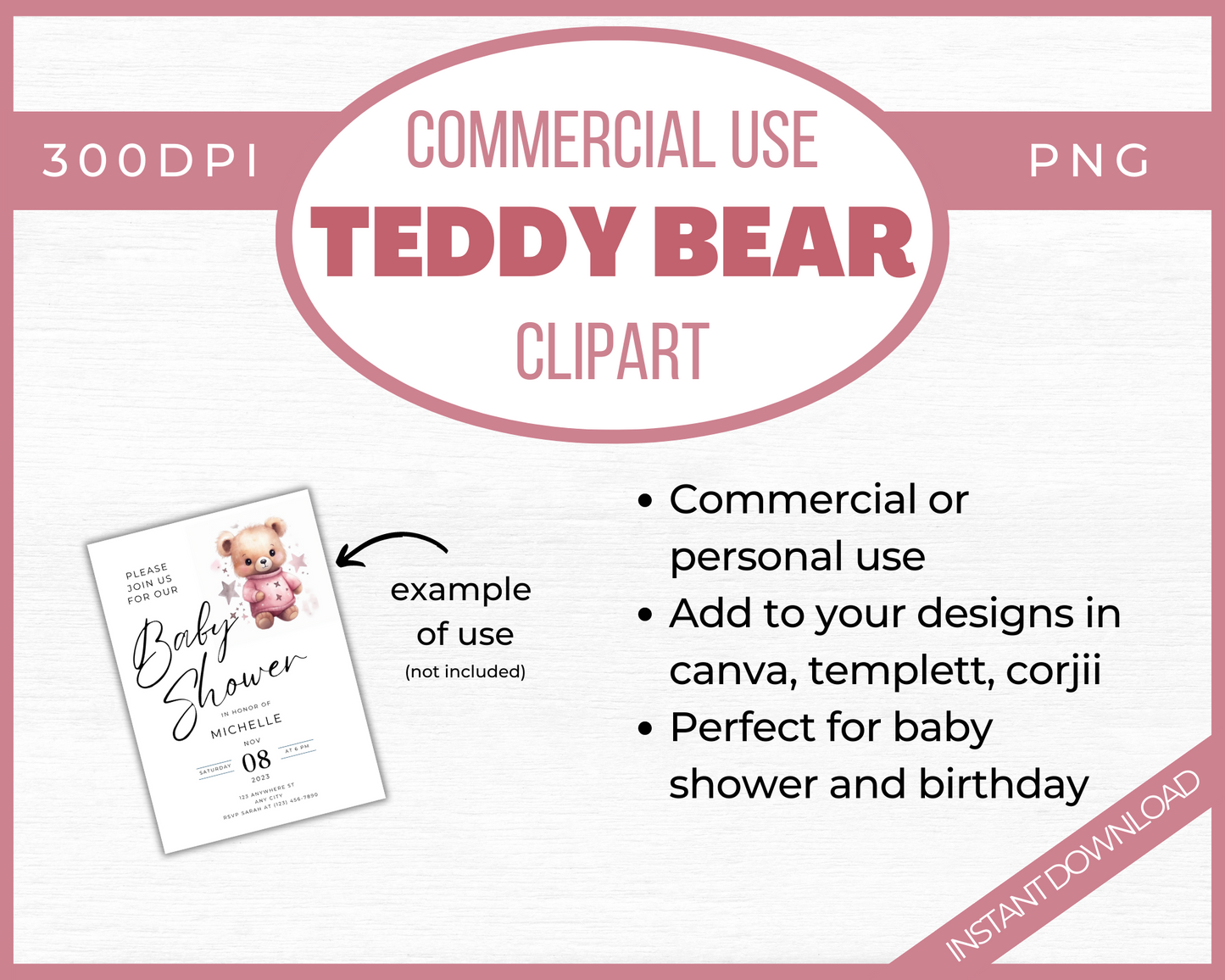 Commercial Use Teddy Bear Clip Art pack