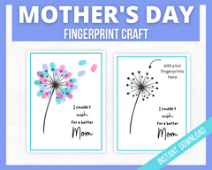 Printable Mothers Day Fingerprint Art Card