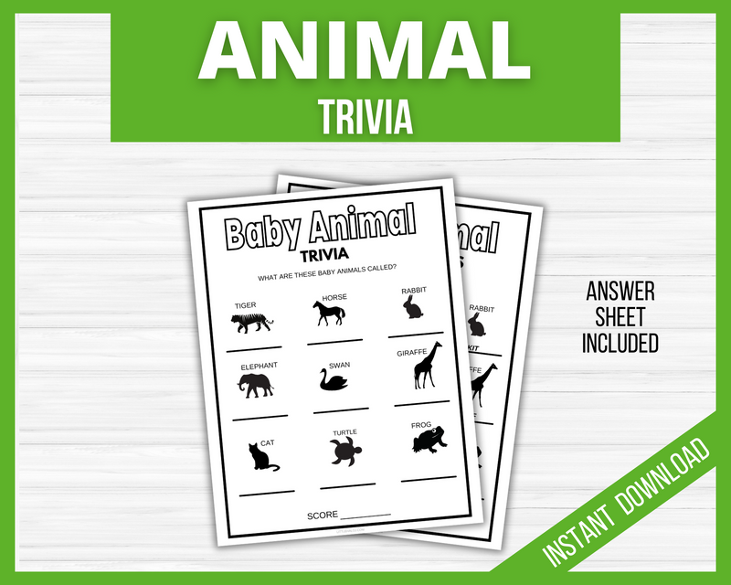 Printable Animal Trivia game with answers
