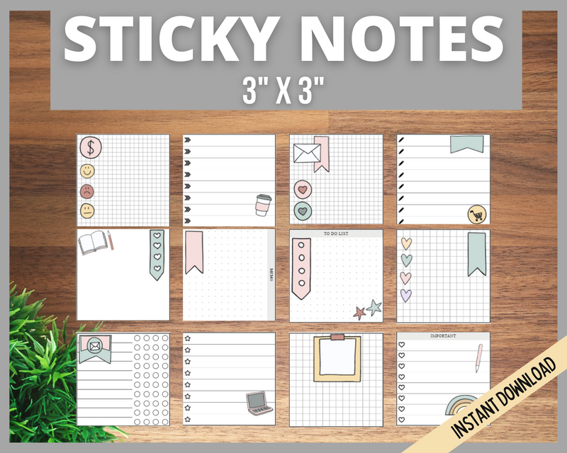 Printable Ruled Stickly Note 12 Printable Sticky Notes | LittleHaloJ