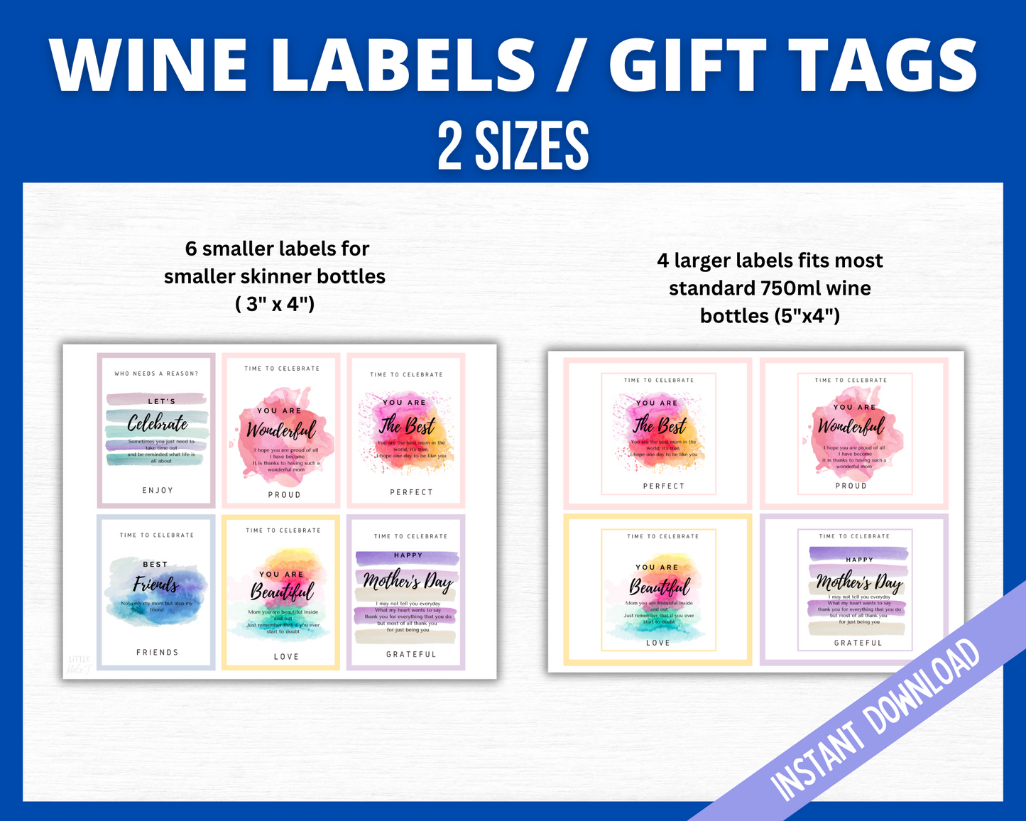 Mothers day Wine Labels printable