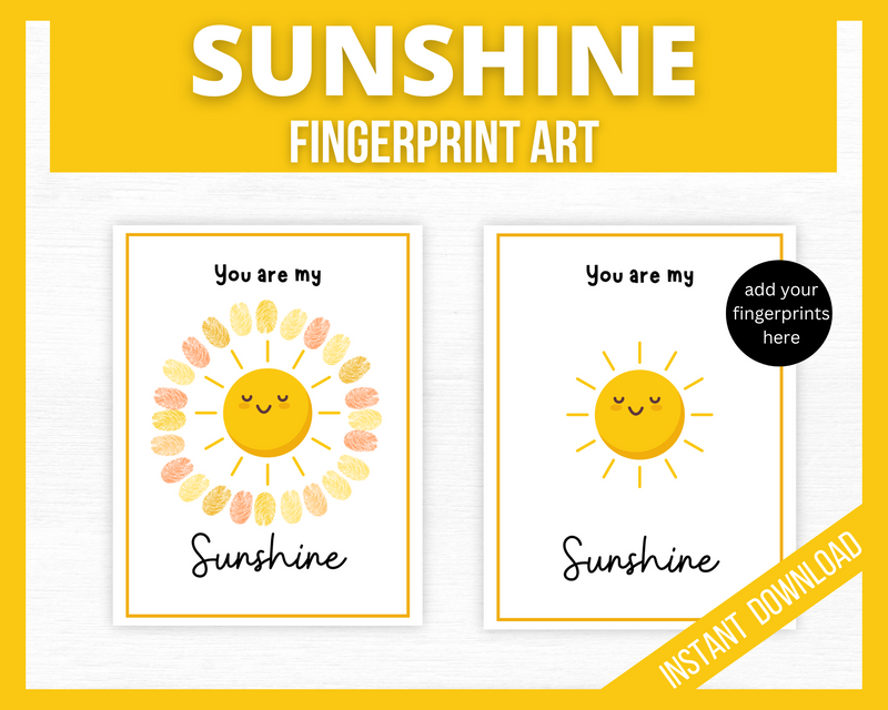 Printable You are my sunshine fingerprint craft