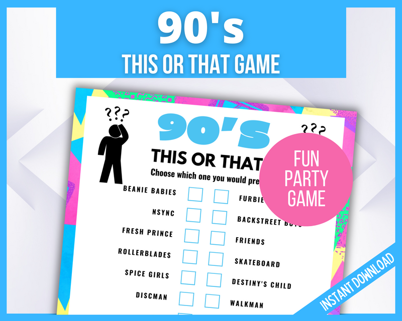 Printable 90s Party Game