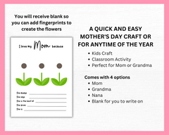 Printable Mothers day letter with fingerprints