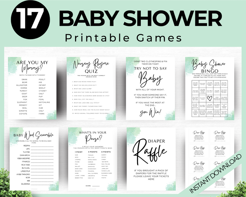 Printable Baby Shower Games Bundle Minimalist Theme
