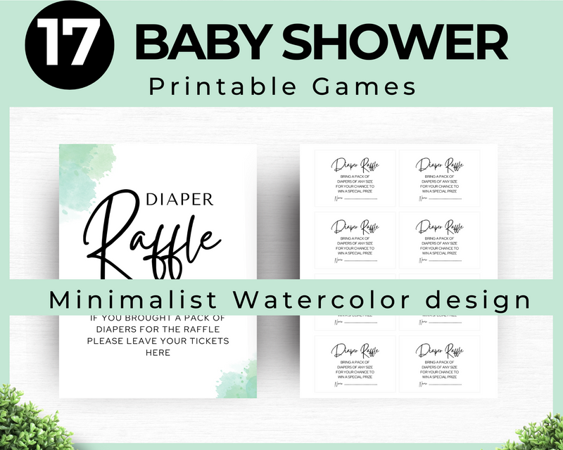 Minimalist Baby Shower Diaper Raffle Game