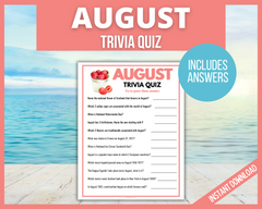 Printable August trivia quiz