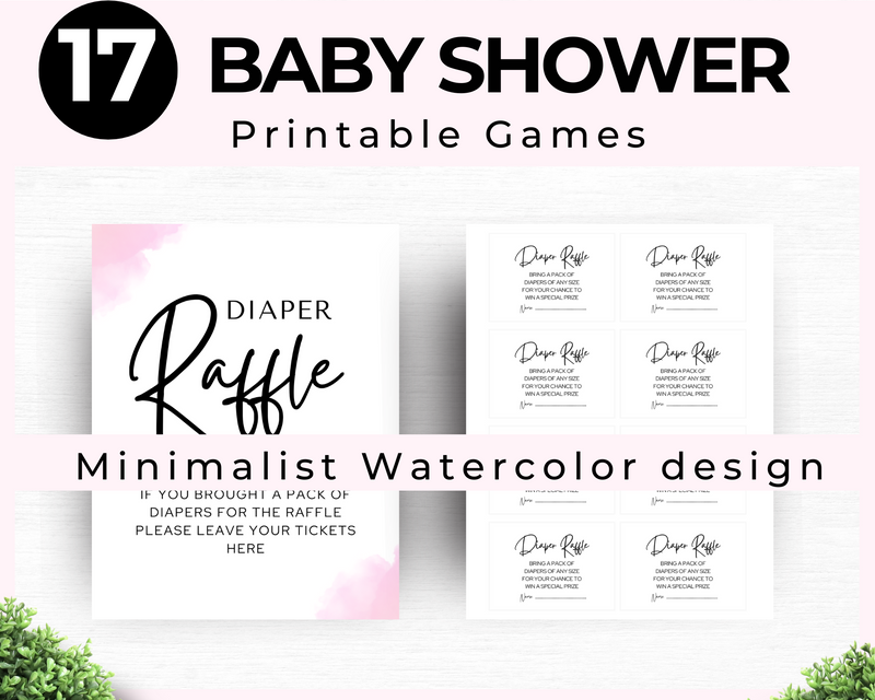 Modern baby shower minimalist diaper raffle
