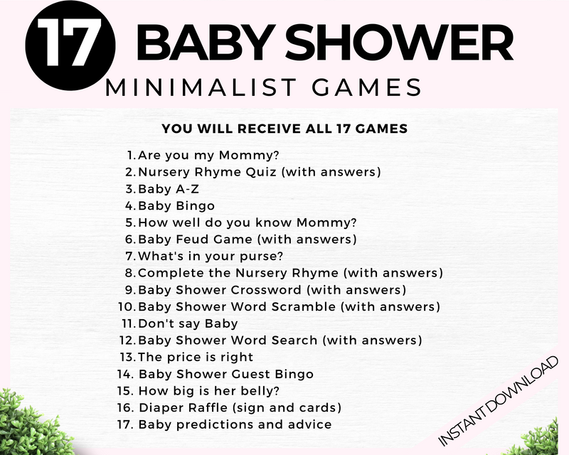 Printable Baby Shower Games Bundle Pink