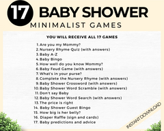 Minimalist Baby Shower Games bundle