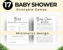 Minimalist baby shower printable games bundle