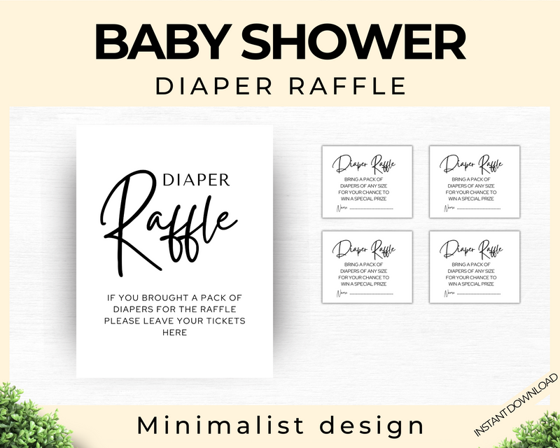 Minimalist design baby shower diaper raffle