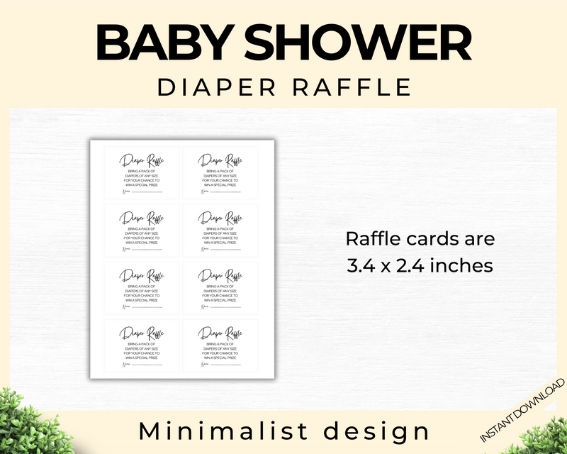 Baby shower modern raffle cards printable
