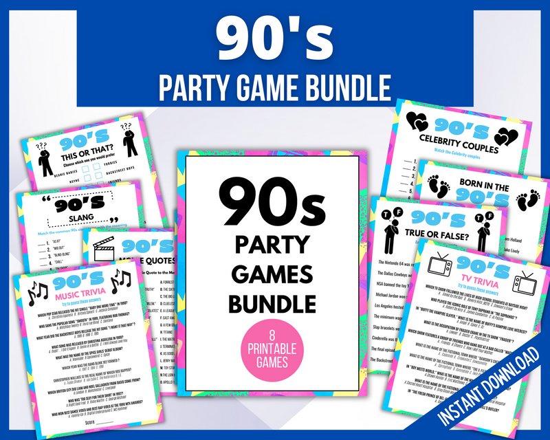 Printable 1990s Party Games