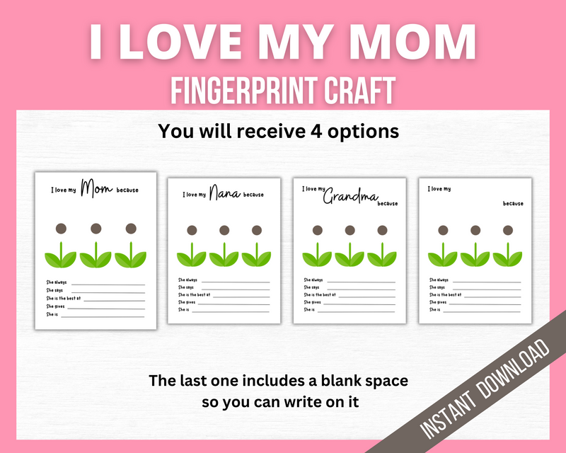 Mothers day questionnaire with fingerprint craft