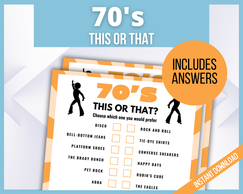 Printable 70th this or that party game