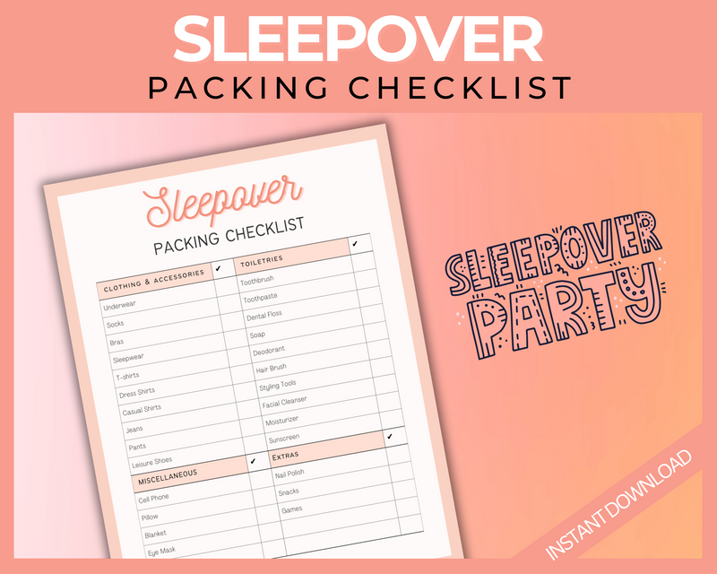 Sleep Over Packing Sleepover Packing Checklist | LittleHaloJ