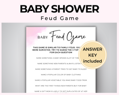 Baby Shower Feud Game, watercolor pink
