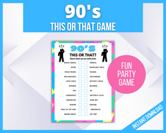 90s printable this or that party game