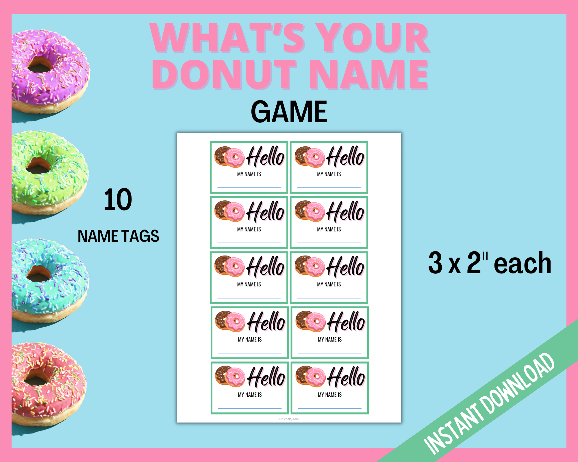 Donut Name Sign Printable Whats Your Donut Name Game Boy -  Sweden