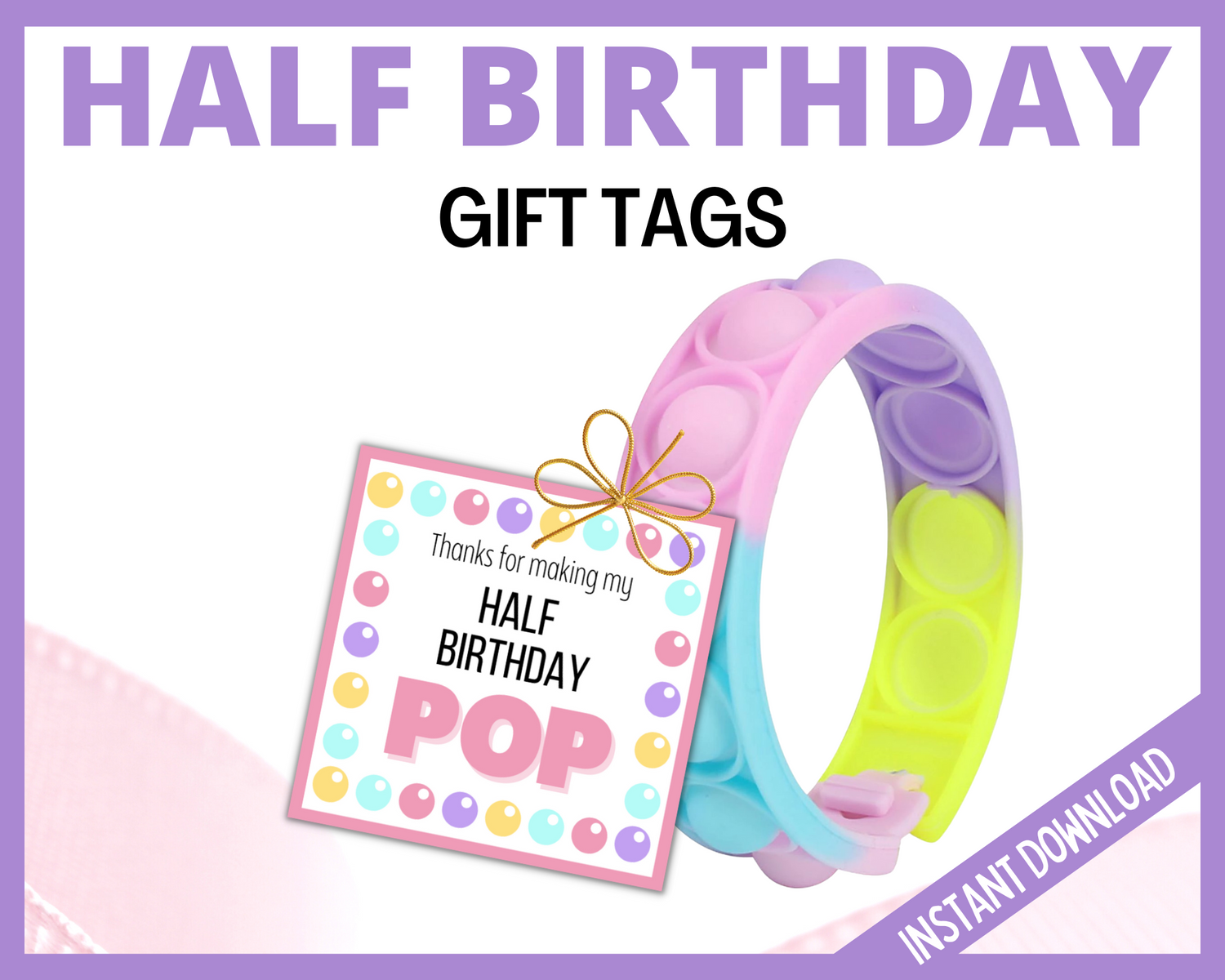 Half Birthday Gift Tag Pink LittleHaloJ