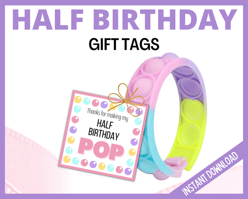 Printable Half Birthday Gift Tags pink