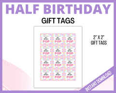 Pink half birthday printable gift tags