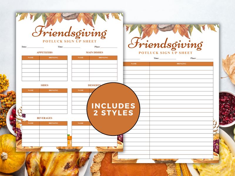 Friendsgiving Potluck Sign-Up Sheet
