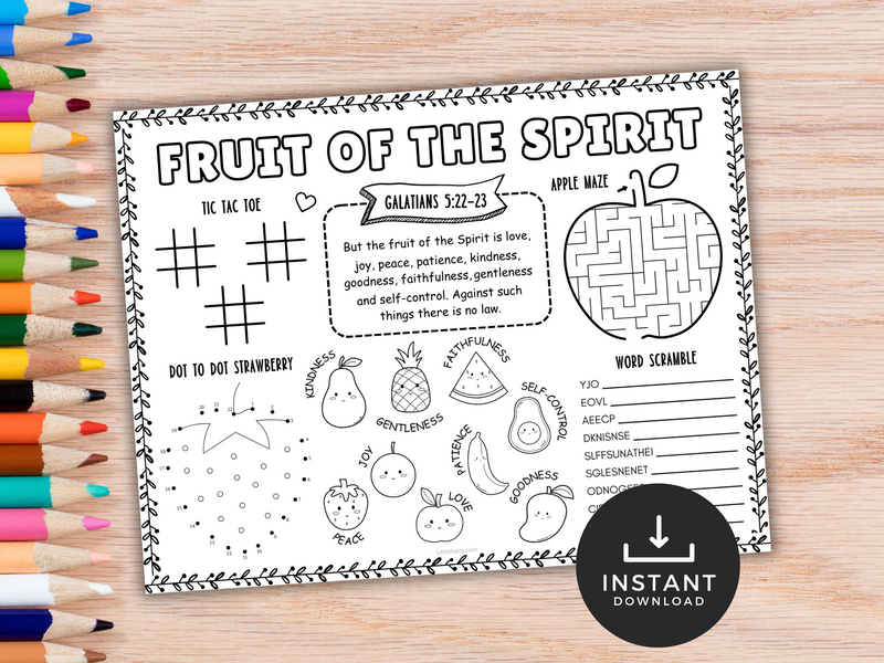 Fruit of the Spirit Placemat Activity