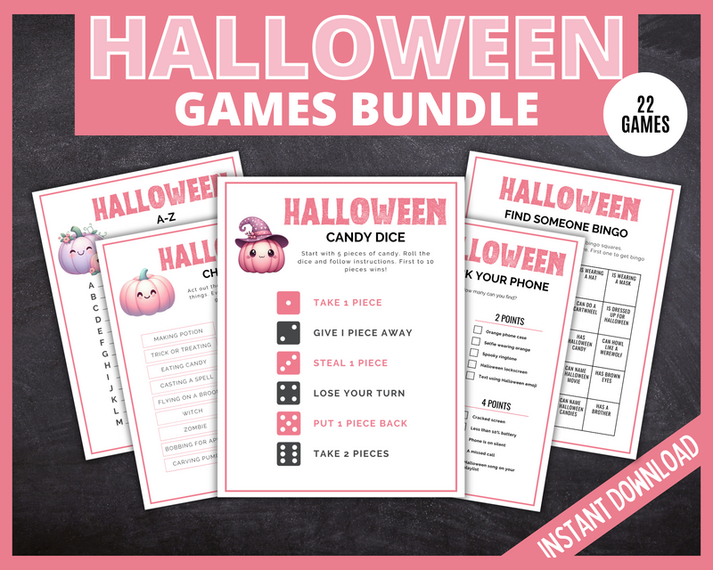 Pink Halloween Party Games Printable