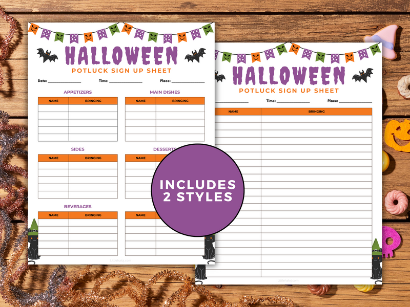 Halloween Potluck Sign-Up Sheet