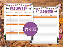 Halloween Potluck Sign-Up Sheet