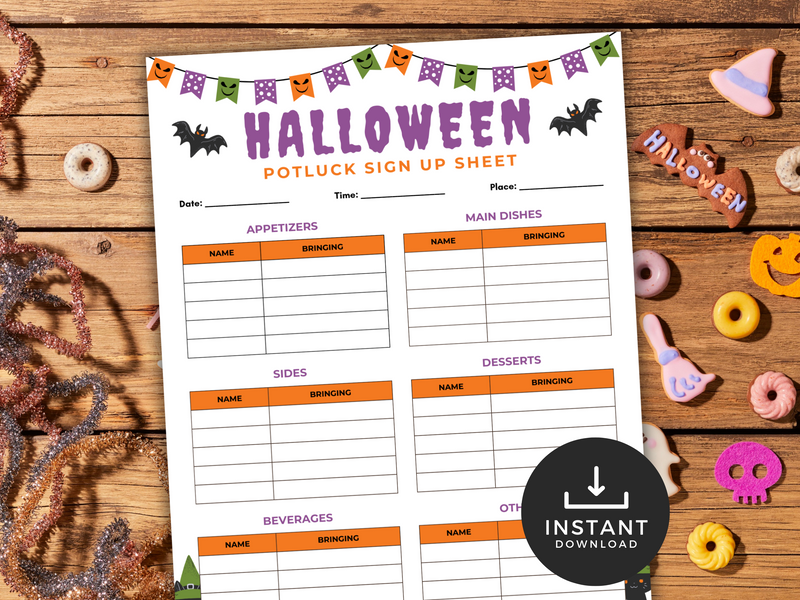 Halloween Potluck Sign-Up Sheet