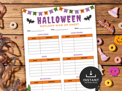 Halloween Potluck Sign-Up Sheet